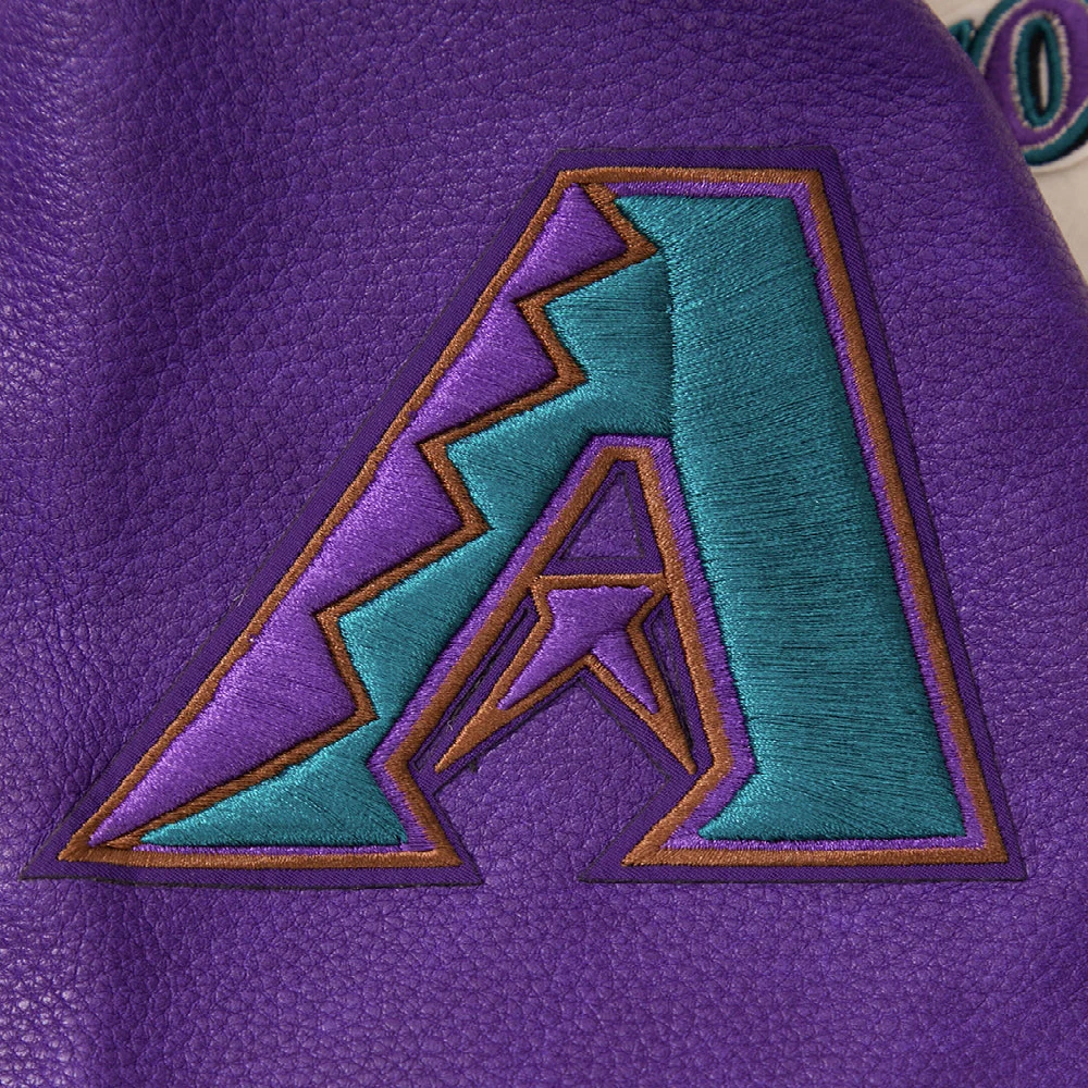 Arizona Diamondbacks Retro Classic Cream/Purple Wool & Leather Varsity Jacket - Image 8