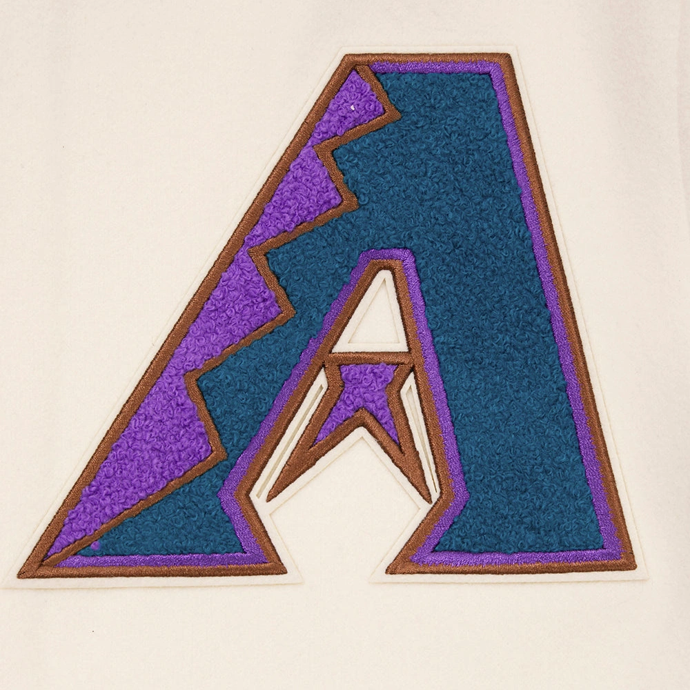 Arizona Diamondbacks Retro Classic Cream/Purple Wool & Leather Varsity Jacket - Image 3