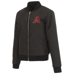Alternative view of Arizona Diamondbacks Full-Zip Black Fleece Varsity Jacket