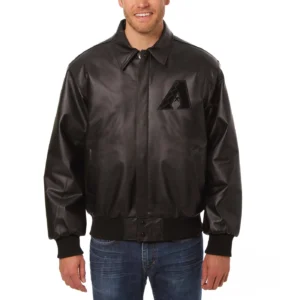 Arizona Diamondbacks Black Leather Bomber Jacket