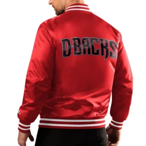 Alternative view of Arizona Diamondbacks Patch Red Satin Varsity Jacket
