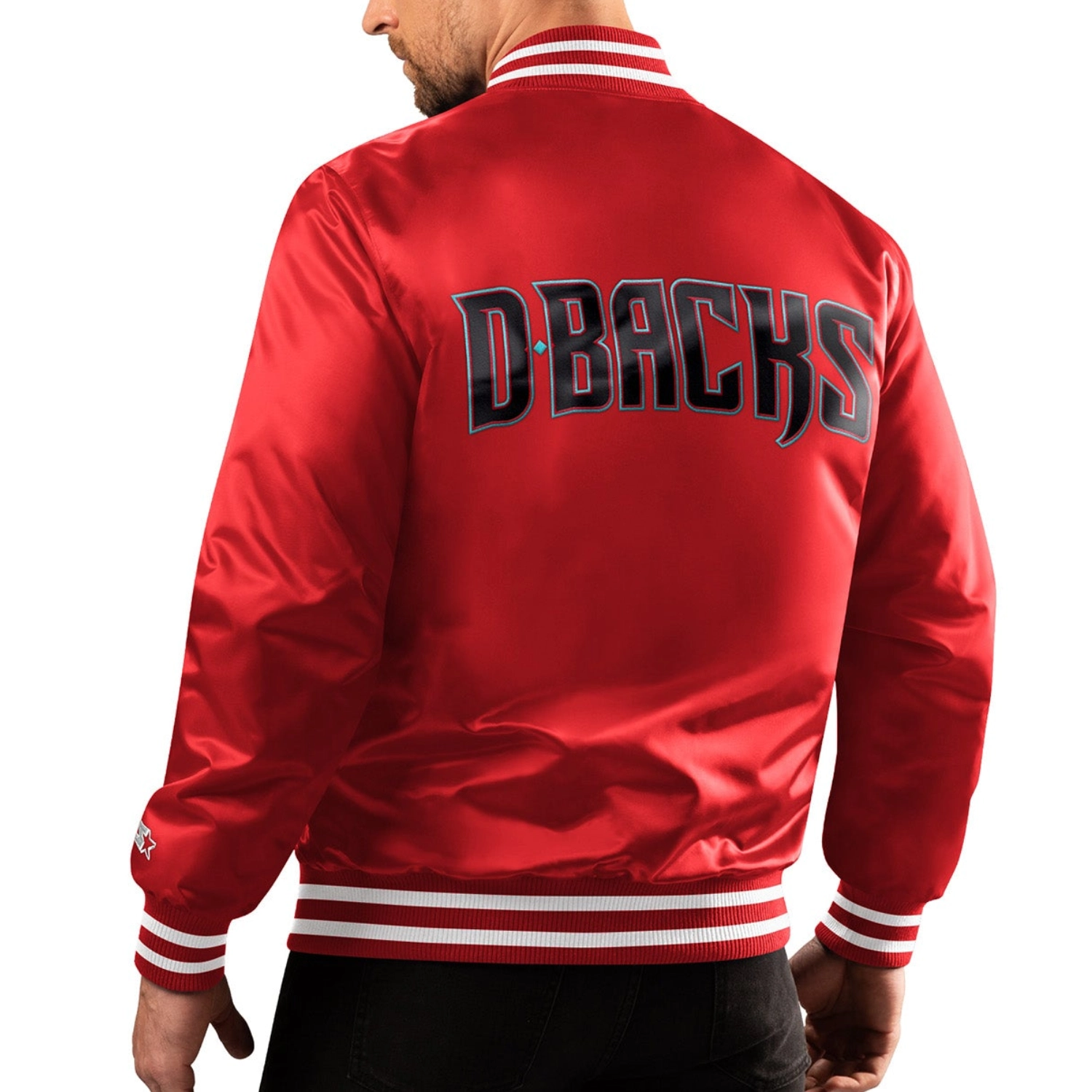 Arizona Diamondbacks Patch Red Satin Varsity Jacket - Image 2