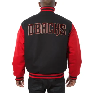 Alternative view of Arizona Diamondbacks Full Wool Two Tone Black/Red Varsity Jacket