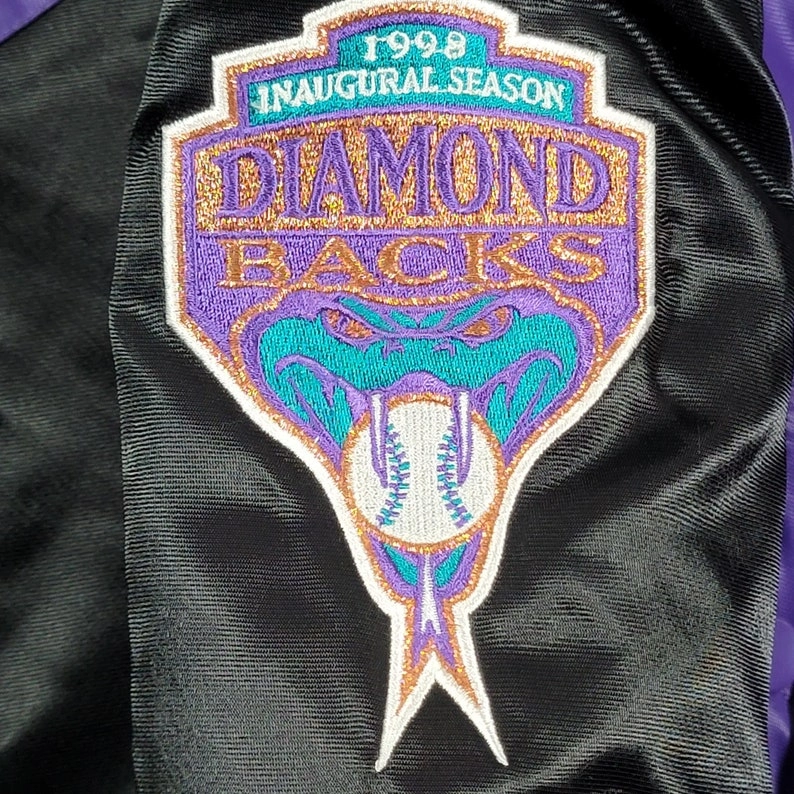 Arizona Diamondbacks Bomber Purple/Black Satin Varsity Jacket - Image 3