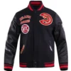 Atlanta Hawks Black Mashup Wool & Leather Varsity Jacket