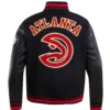 Atlanta Hawks Black Mashup Wool & Leather Varsity Jacket - Image 2