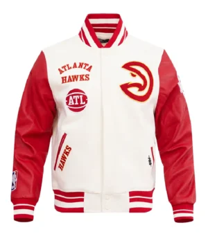 Atlanta Hawks Classic Rib Wool & Leather Varsity Jacket