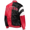 Atlanta Hawks Leader Satin Varsity Jacket Black & Red - Image 2