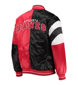 Alternative view of Atlanta Hawks Leader Satin Varsity Jacket Black & Red