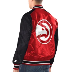 Alternative view of Atlanta Hawks Renegade Satin Varsity Jacket Red & Black