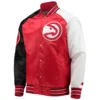 Atlanta Hawks Reliever Satin Varsity Jacket Tri Color
