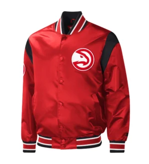 Atlanta Hawks Prime Time Satin Varsity Red Jacket