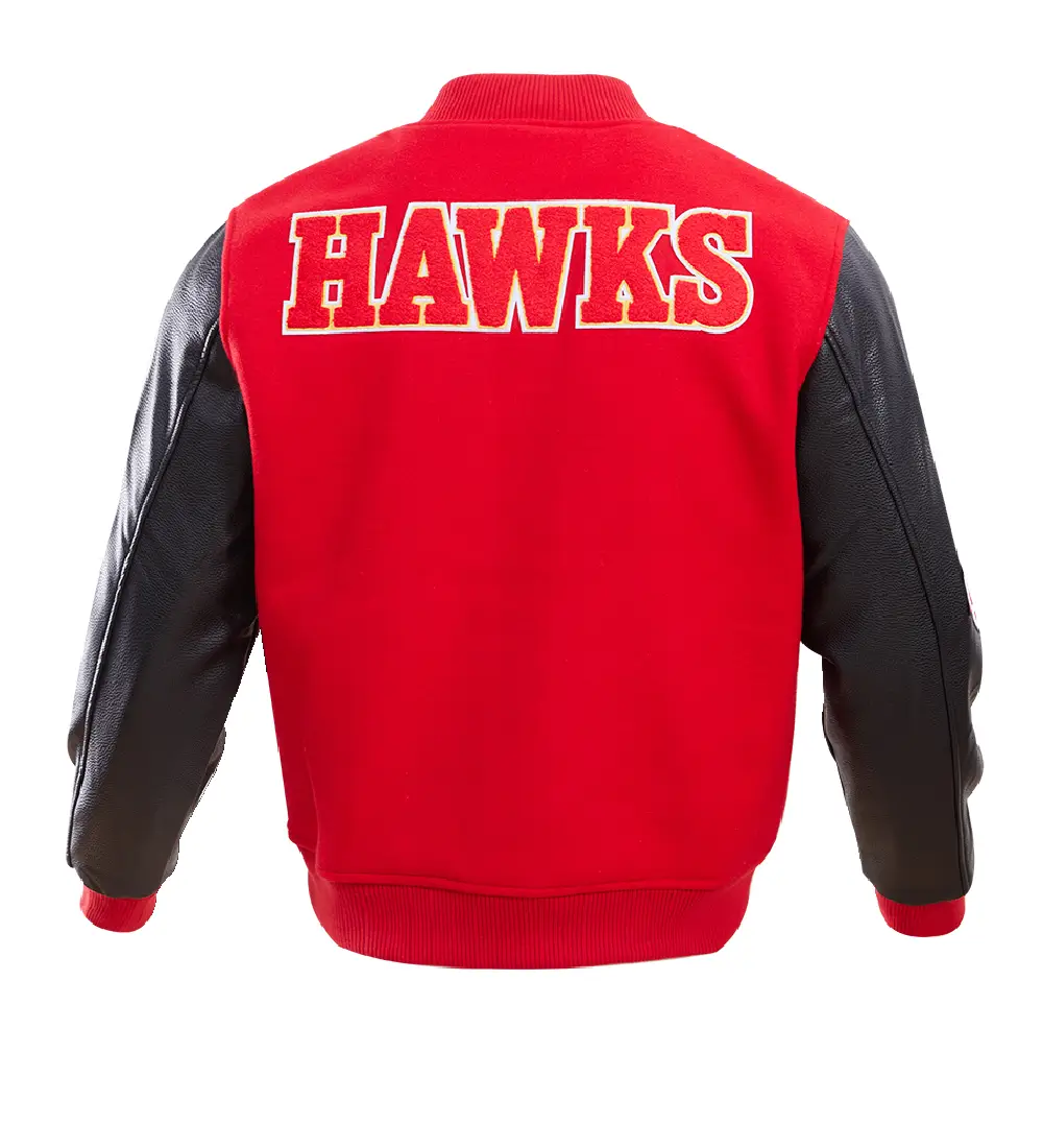 Atlanta Hawks Old English Wool & Leather Varsity Jacket - Image 2