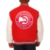 Atlanta Hawks Red/White Two Tone Wool & Leather Varsity Jacket - Image 2
