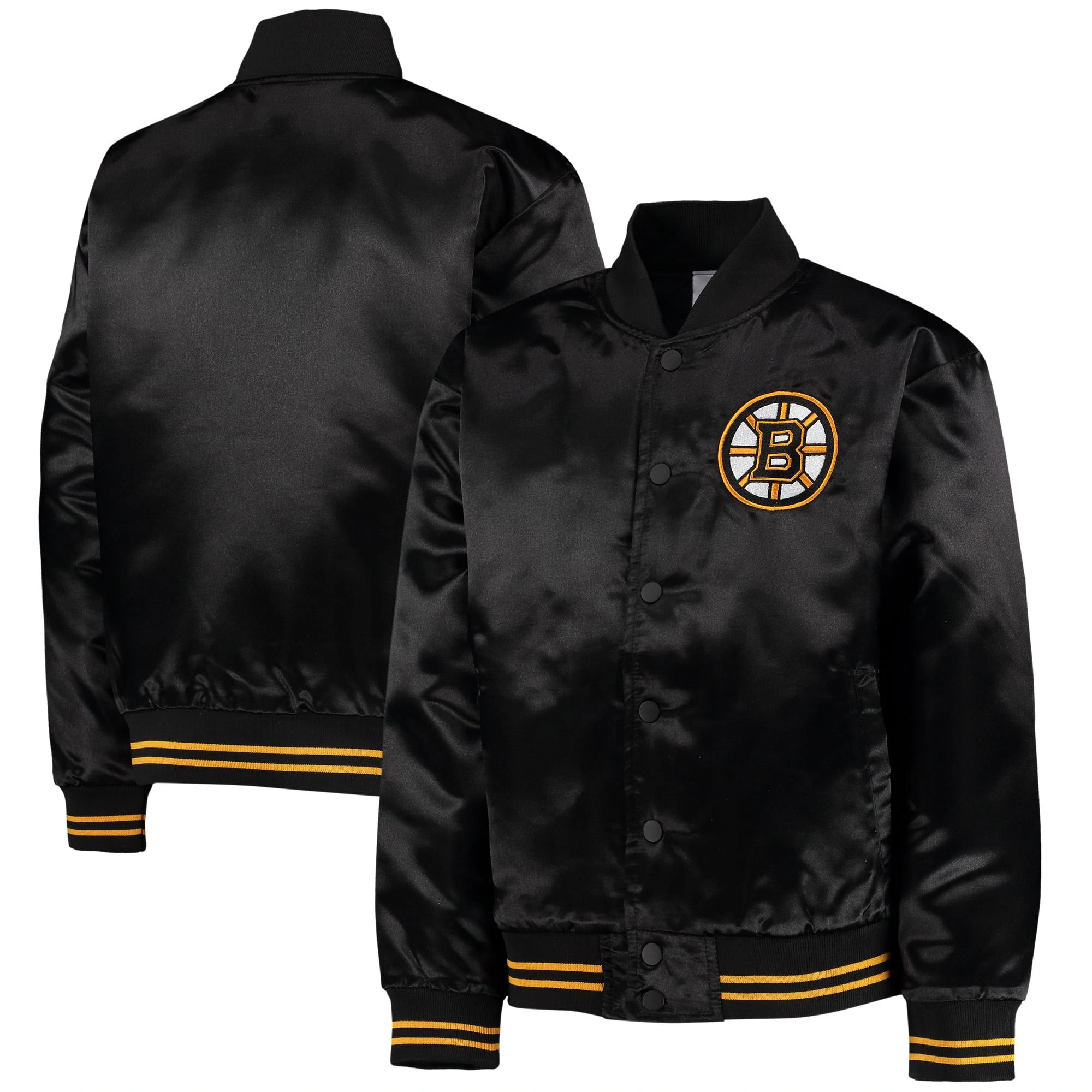 Women's Boston Bruins Gifted Goalie Satin Varsity Jacket - Image 4