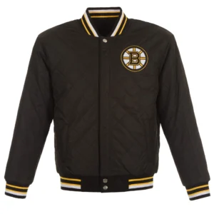 Alternative view of Boston Bruins Six-Time Stanley Cup Champions Black Varsity Jacket