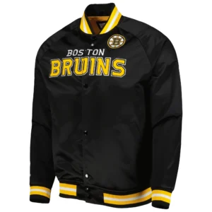 Boston Bruins Full-Snap Satin Varsity Jacket