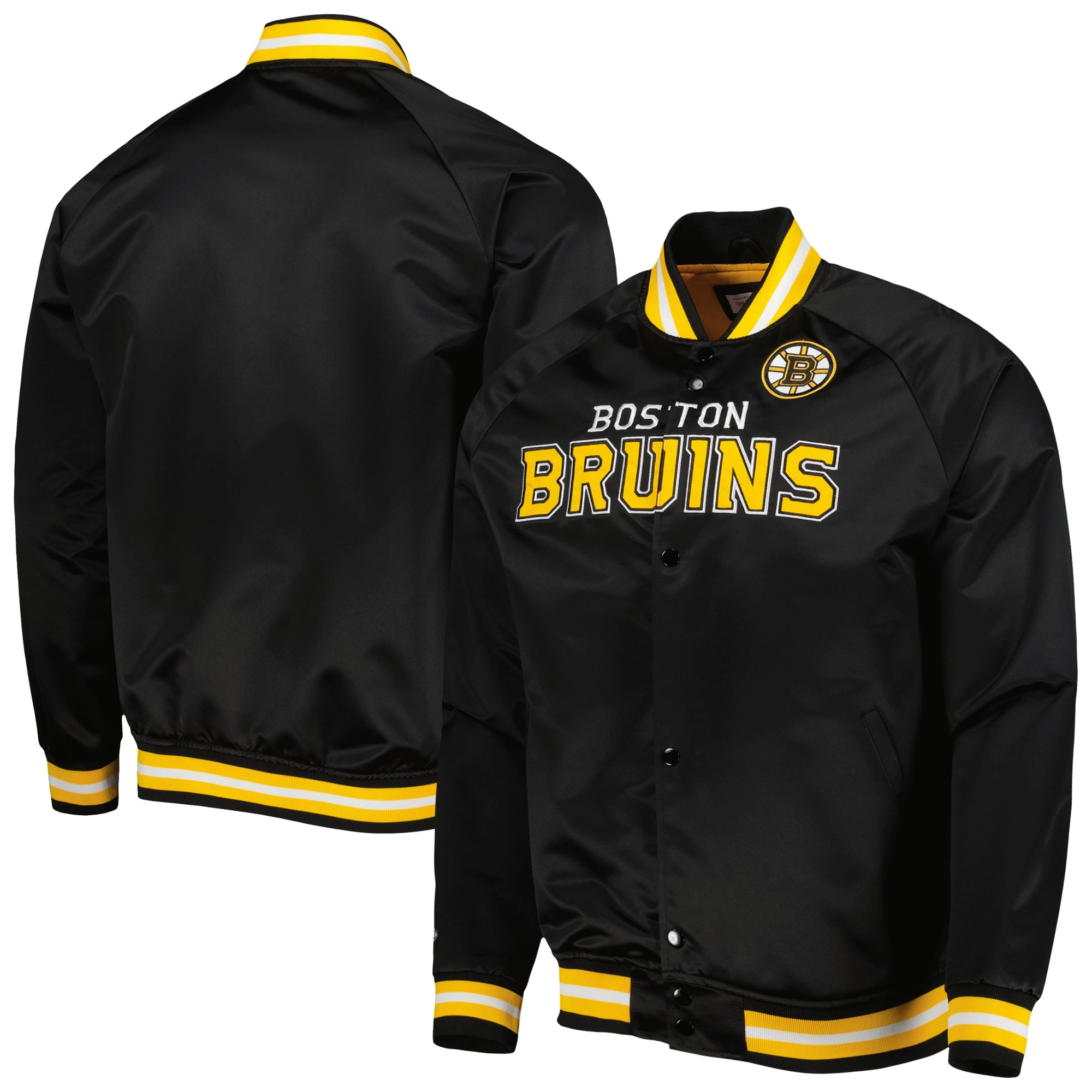 Boston Bruins Full-Snap Satin Varsity Jacket - Image 3