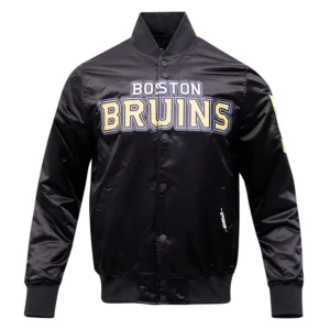 Boston Bruins Classic Black Satin Varsity Jacket