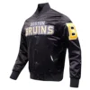 Boston Bruins Classic Black Satin Varsity Jacket - Image 2