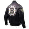 Boston Bruins Classic Black Satin Varsity Jacket - Image 3