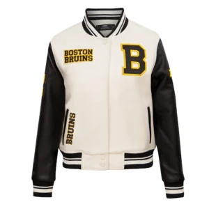 Women's Boston Bruins Retro Classic Wool & Leather Varsity Jacket