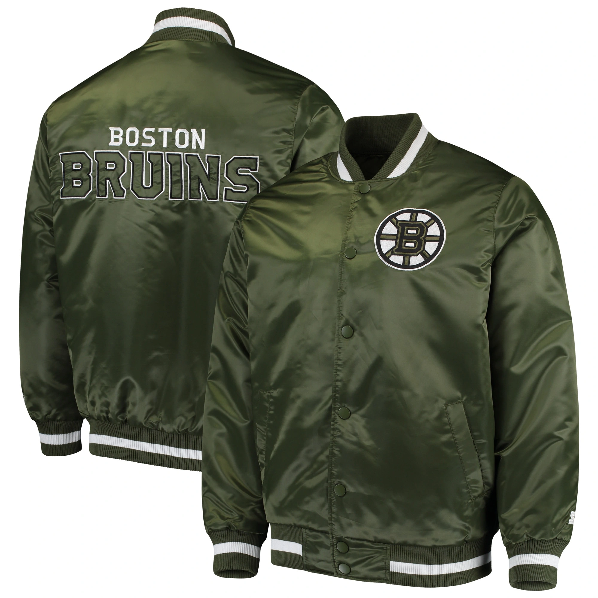 Boston Bruins Locker Room Satin Varsity Jacket - Image 2