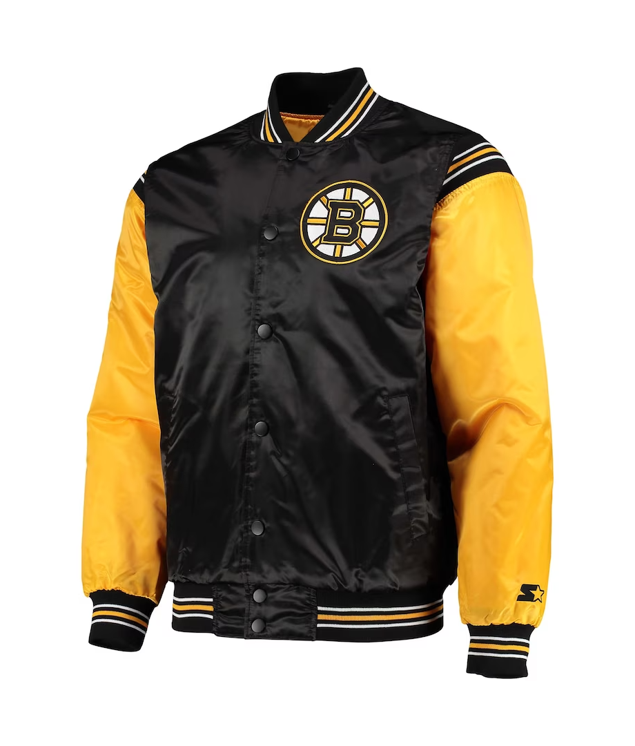 Boston Bruins The Enforcer Black and Yellow Satin Jacket