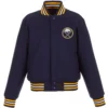 Buffalo Sabres One Color Navy Full-Snap Wool Varsity Jacket