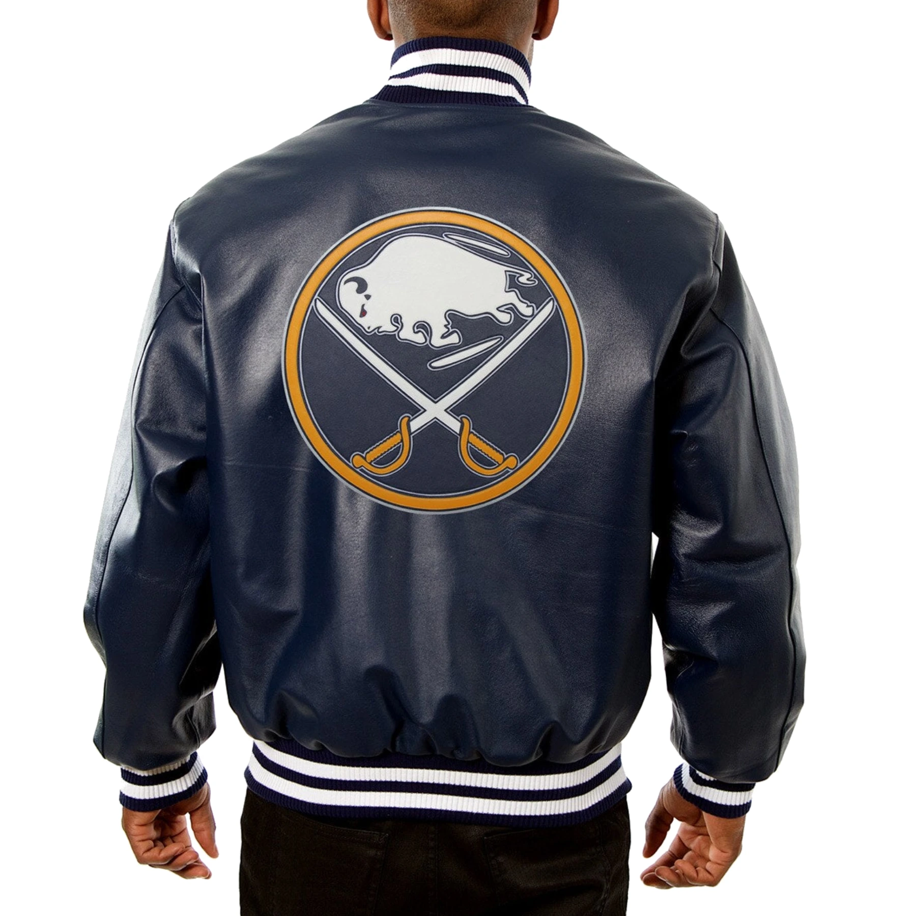 Buffalo Sabres Full Leather Navy Varsity Jacket - Image 2