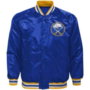 Buffalo Sabres Ace Defender Royal Blue Satin Varsity Jacket