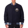 Buffalo Sabres One Color Navy Full-Snap Wool Varsity Jacket