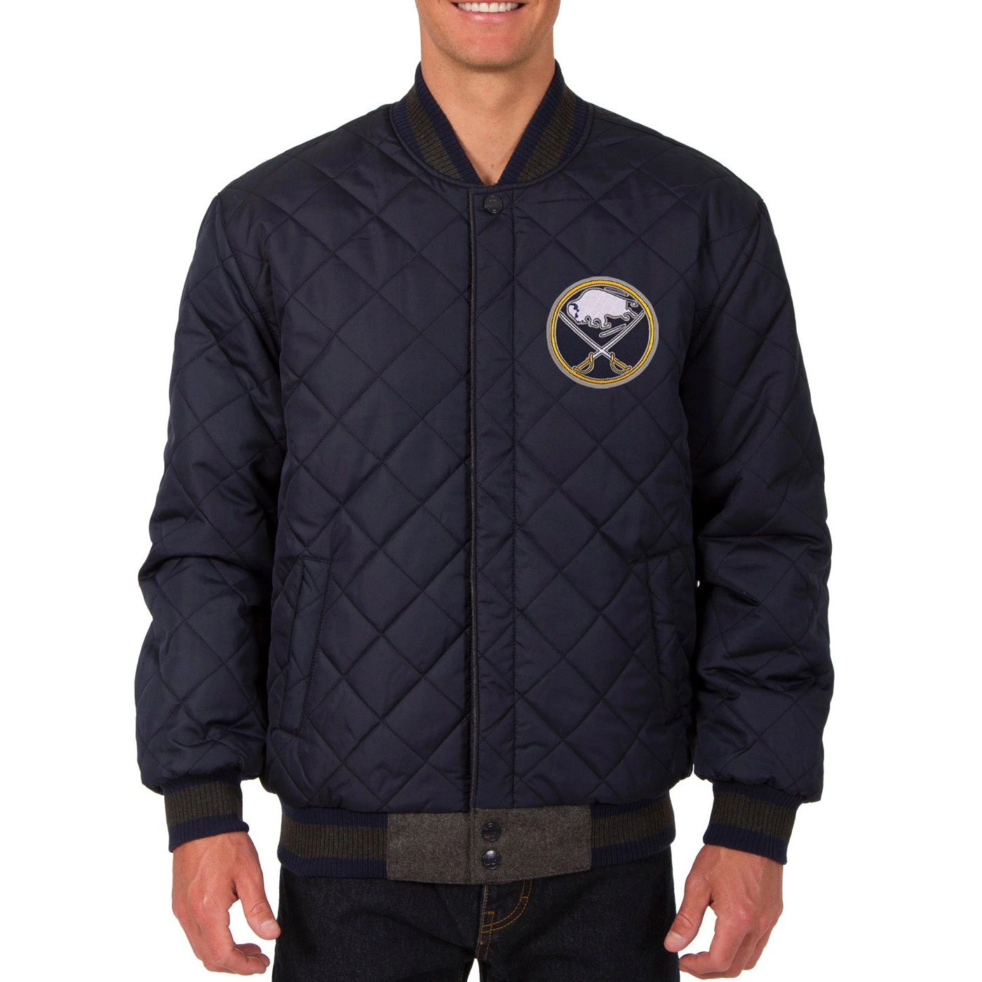 Buffalo Sabres Two Tone Wool & Leather Varsity Jacket - Image 2