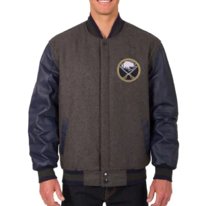 Buffalo Sabres Two Tone Wool & Leather Varsity Jacket