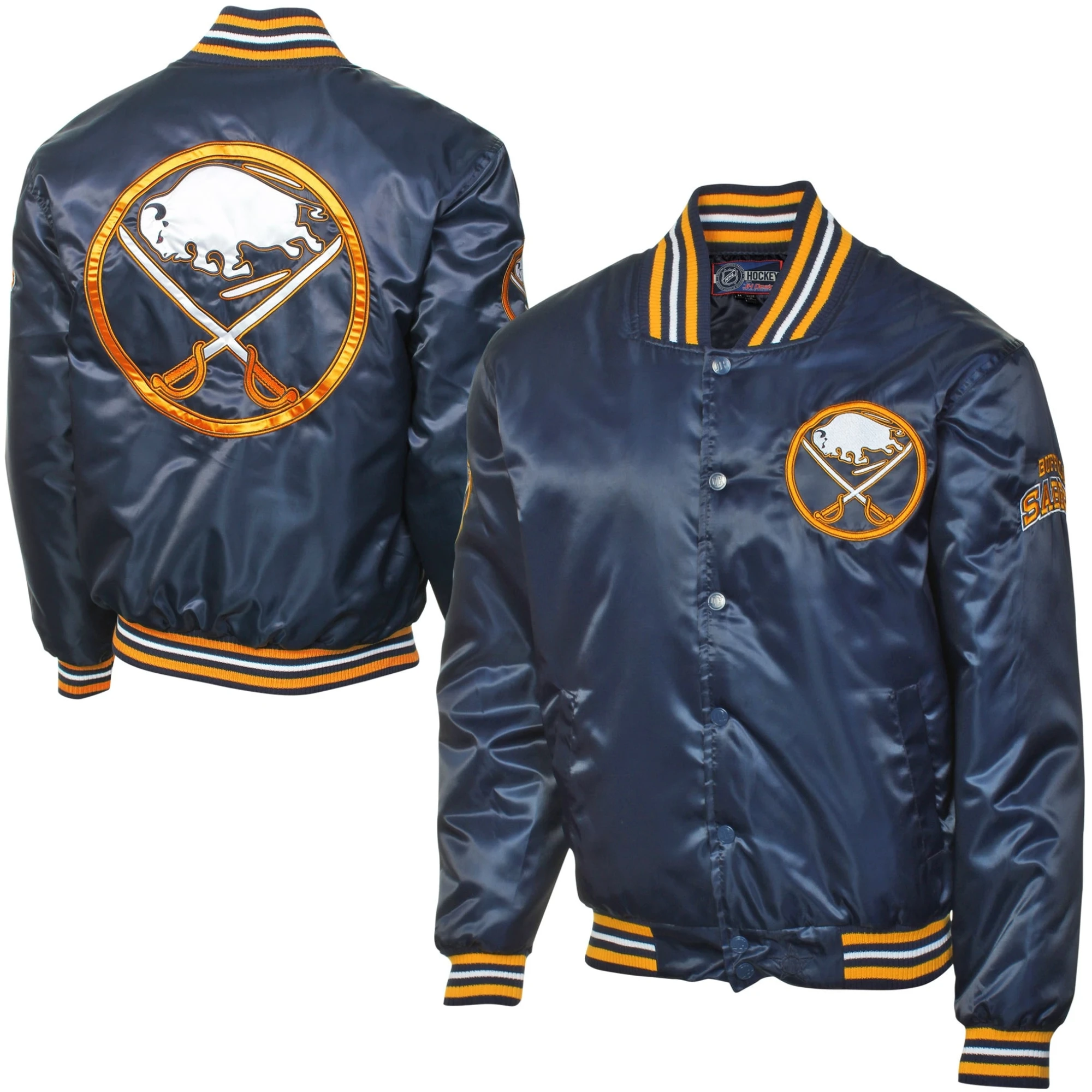 Buffalo Sabres Full Button Satin Varsity Jacket - Image 3