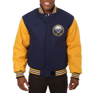 Buffalo Sabres Two Tone Navy & Yellow Wool Varsity Jacket