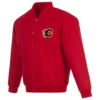 Calgary Flames One Color Satin Varsity Jacket
