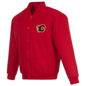 Calgary Flames One Color Satin Varsity Jacket