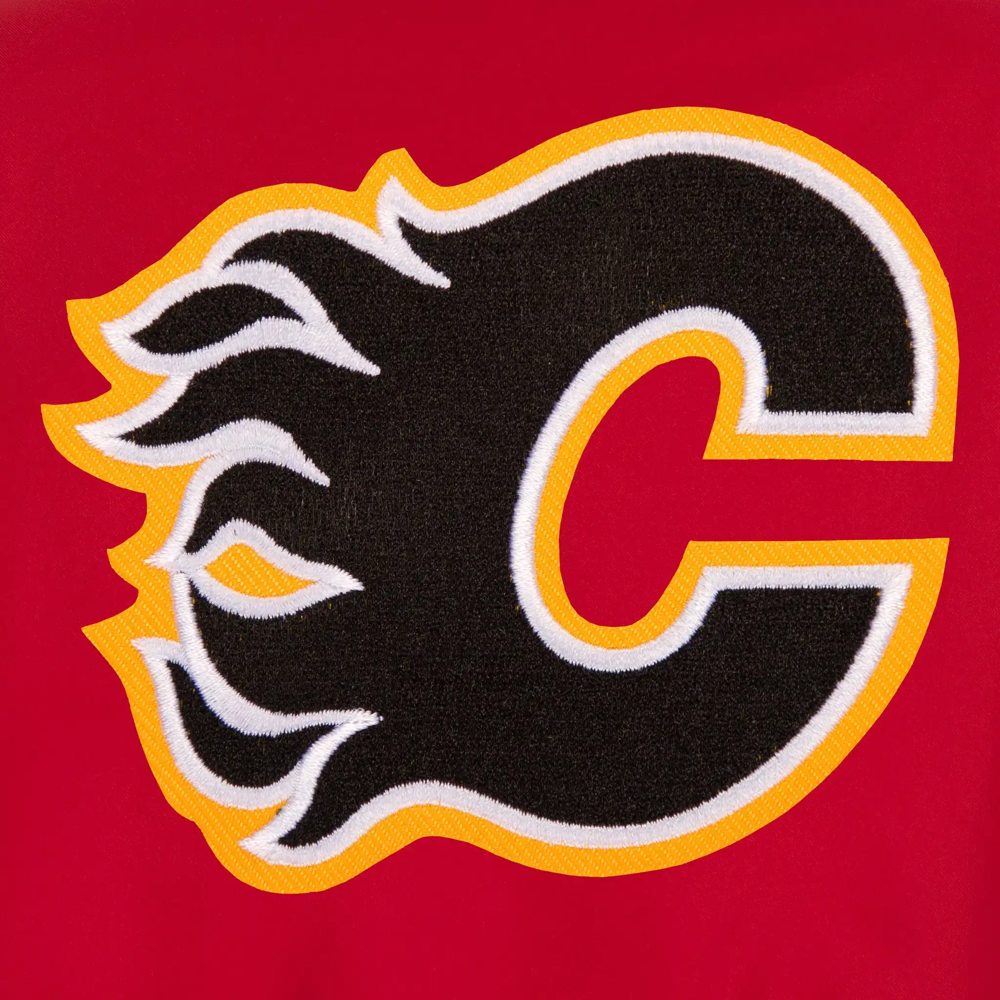 Calgary Flames One Color Satin Varsity Jacket - Image 3