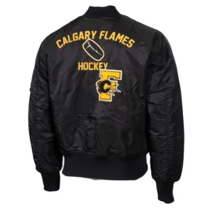 Alternative view of Calgary Flames Vintage Eye Of The Tiger Black Bomber Jacket