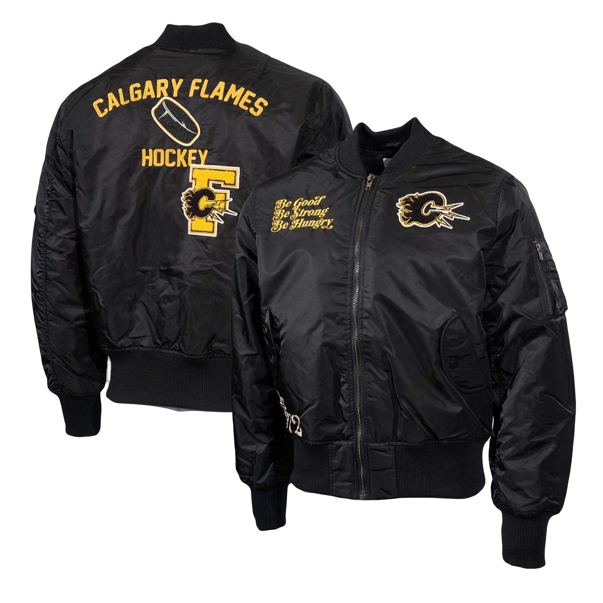 Calgary Flames Vintage Eye Of The Tiger Black Bomber Jacket - Image 3