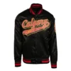 Calgary Flames Script Tail Satin Varsity Jacket