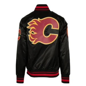 Alternative view of Calgary Flames Script Tail Satin Varsity Jacket