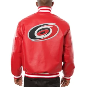 Alternative view of Carolina Hurricanes Full Leather Red Varsity Jacket