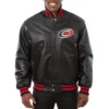 Carolina Hurricanes Full Leather Black Zipper Varsity Jacket