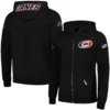 Carolina Hurricanes Pro Standard Classic Chenille Full-Zip Hoodie Black Varsity Jacket - Image 3