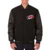 Carolina Hurricanes One Color Black Zipper Varsity Jacket