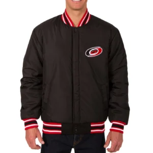 Carolina Hurricanes One Color Black Zipper Varsity Jacket