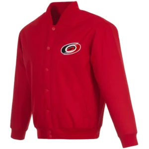 Carolina Hurricanes One Color Red Satin Varsity Jacket