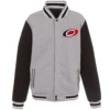 Carolina Hurricanes Two Tone Gray/Black Varsity Fleece Jacket